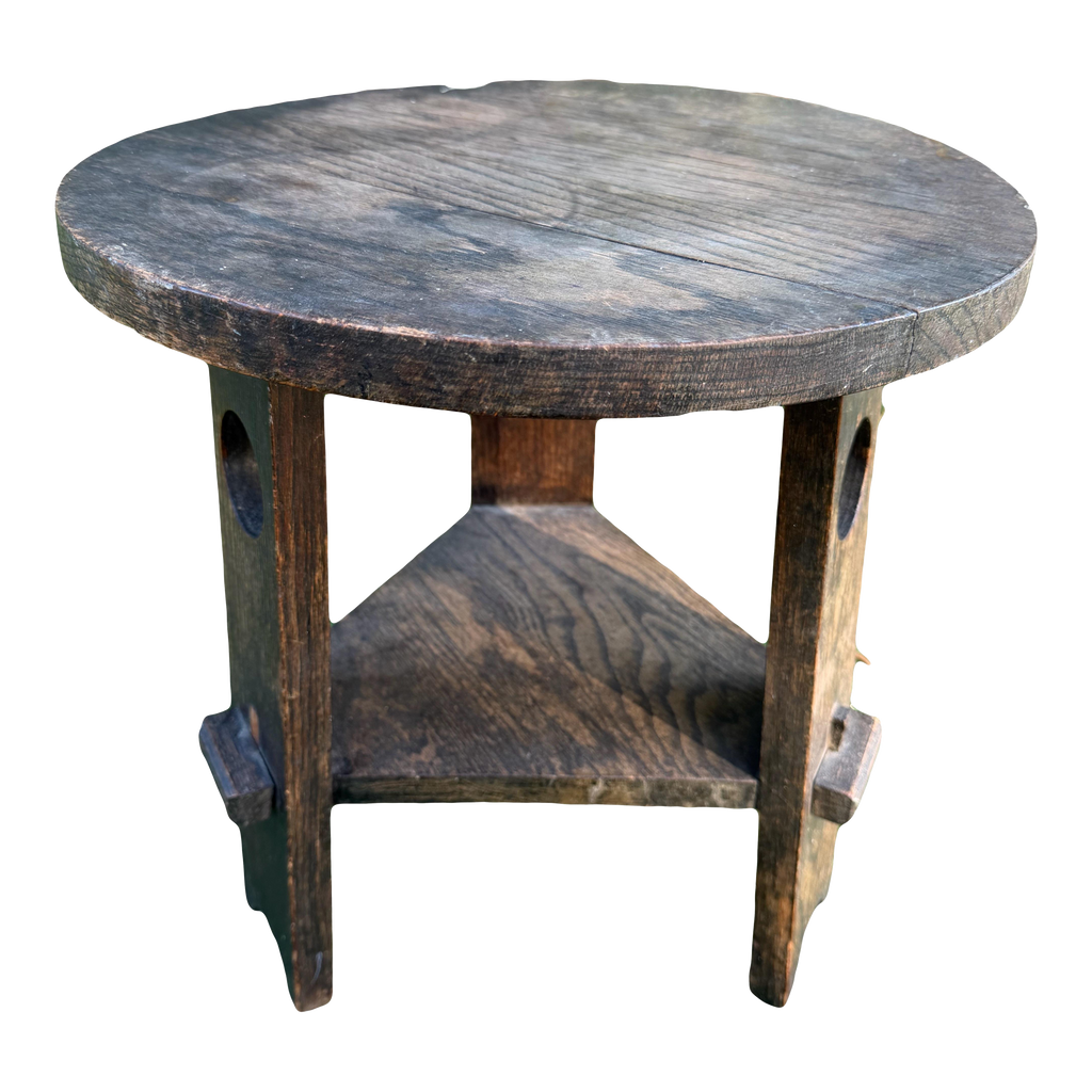 Antique Arts and Crafts Two-Tiered Side Table Tabouret or Plant Stand in the Manner of Gustav Stickley