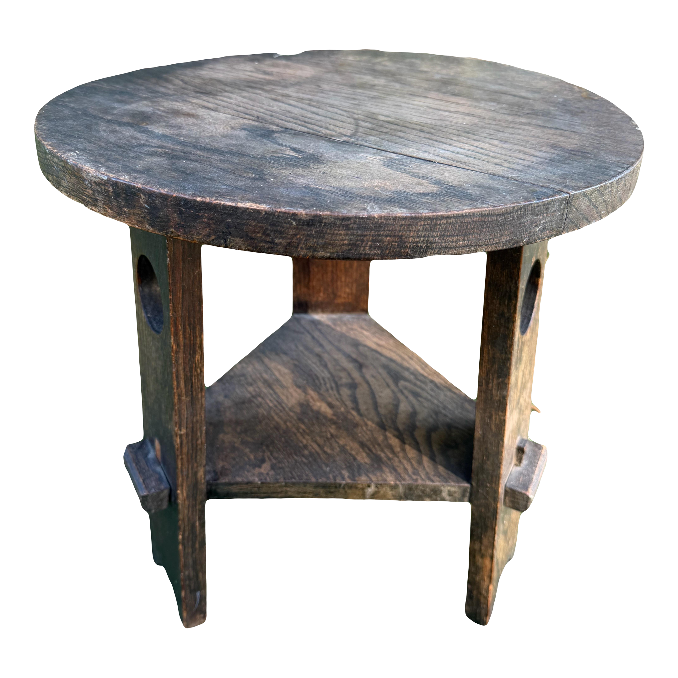 Antique Arts and Crafts Two-Tiered Side Table Tabouret or Plant Stand in the Manner of Gustav Stickley
