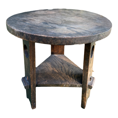 Antique Arts and Crafts Two-Tiered Side Table Tabouret or Plant Stand in the Manner of Gustav Stickley