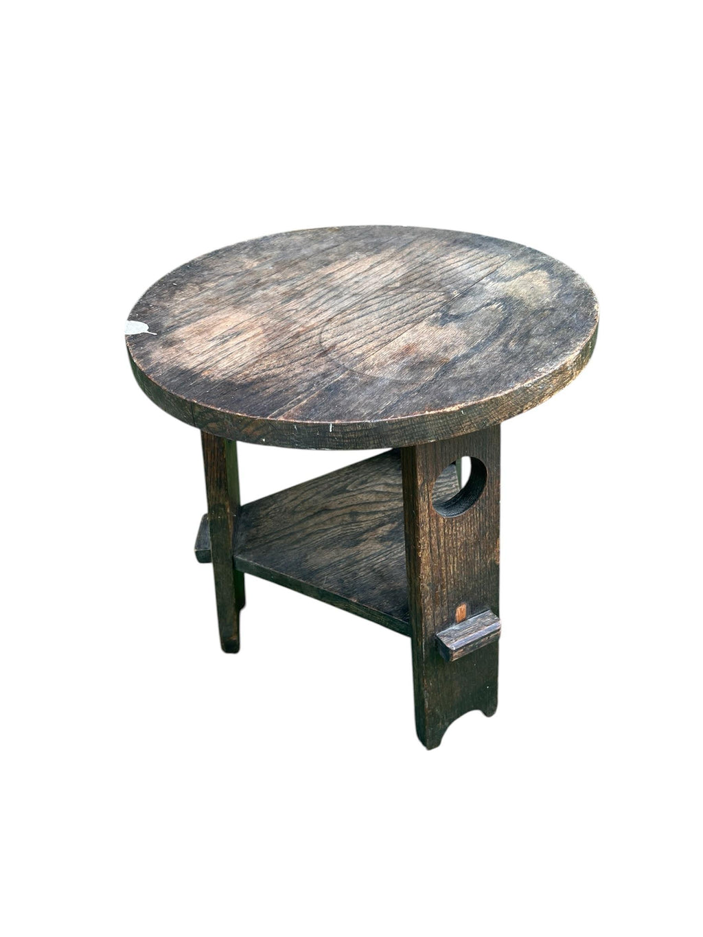 Antique Arts and Crafts Two-Tiered Side Table Tabouret or Plant Stand in the Manner of Gustav Stickley