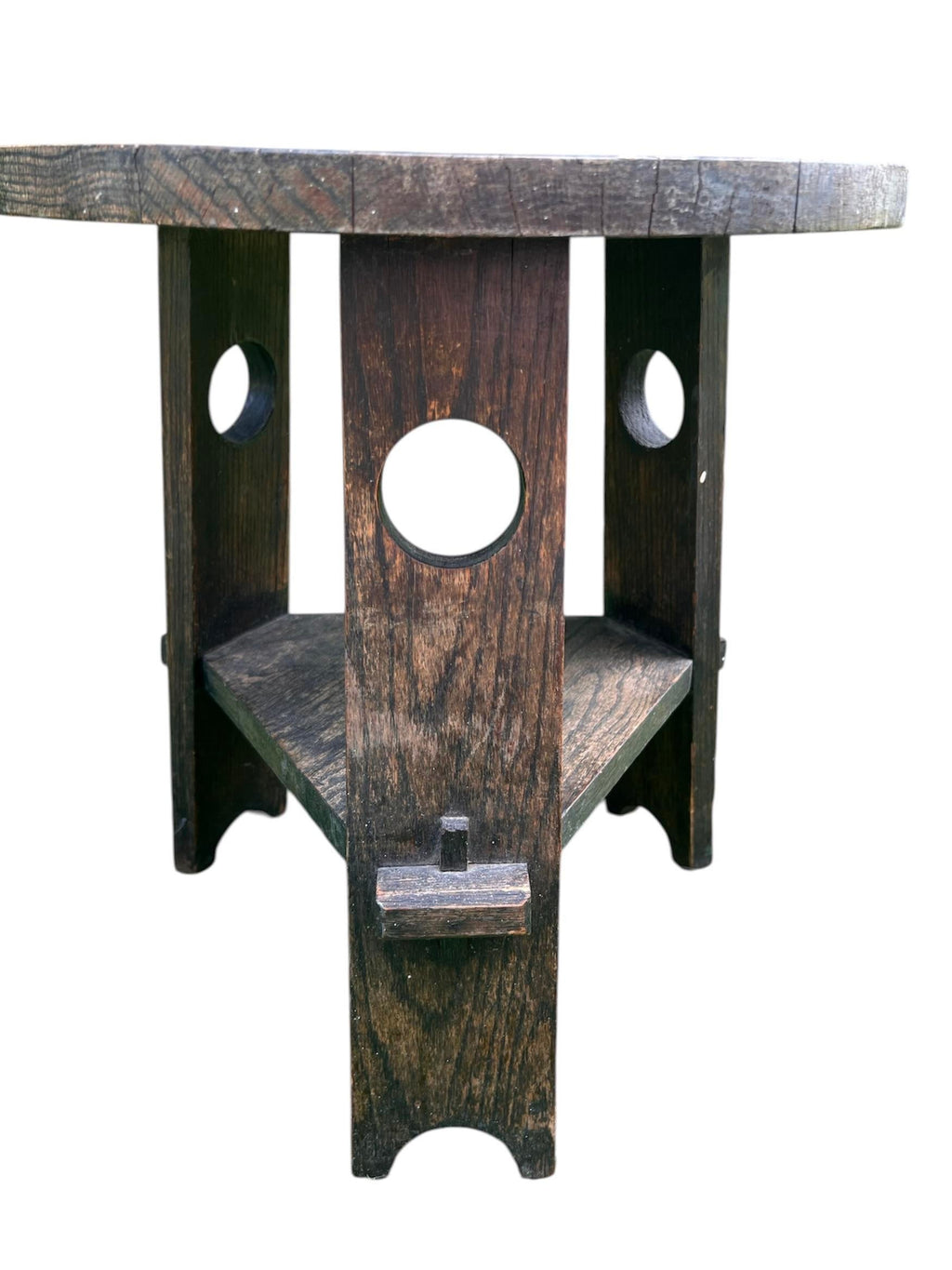 Antique Arts and Crafts Two-Tiered Side Table Tabouret or Plant Stand in the Manner of Gustav Stickley