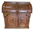 Antique Eastlake Victorian Burlwood Roll Top Desk
