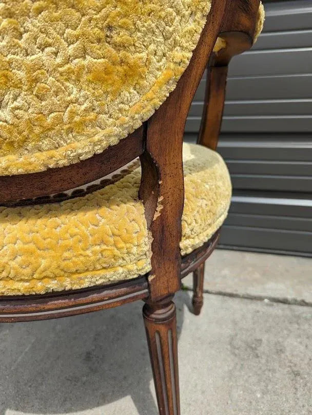 Antique French Country Louis XVI Floral Tapestry Fauteuils - a Pair