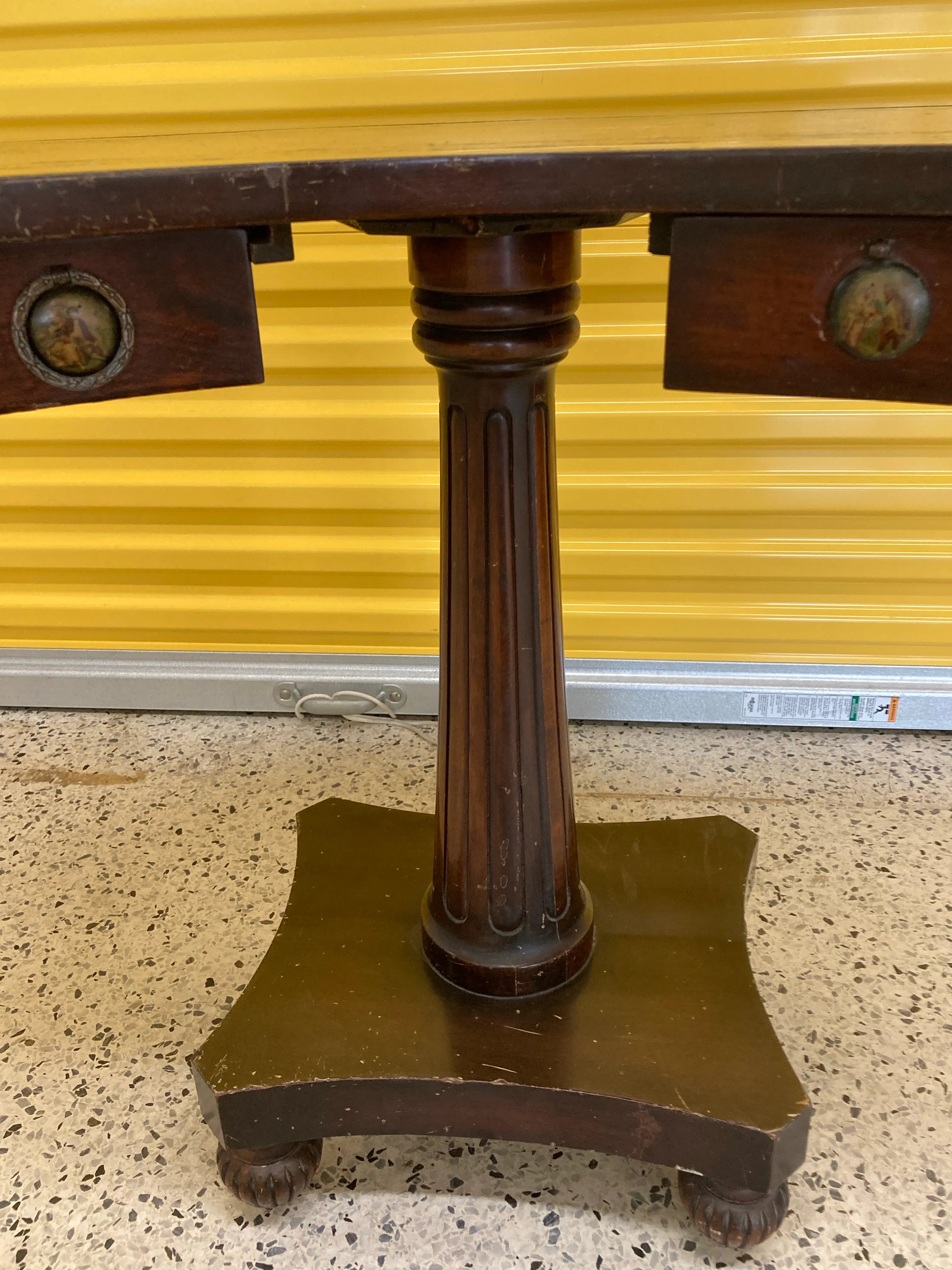 Antique Kidney Shaped Occasional Table With Leather Inset by Maslow Freen of New York