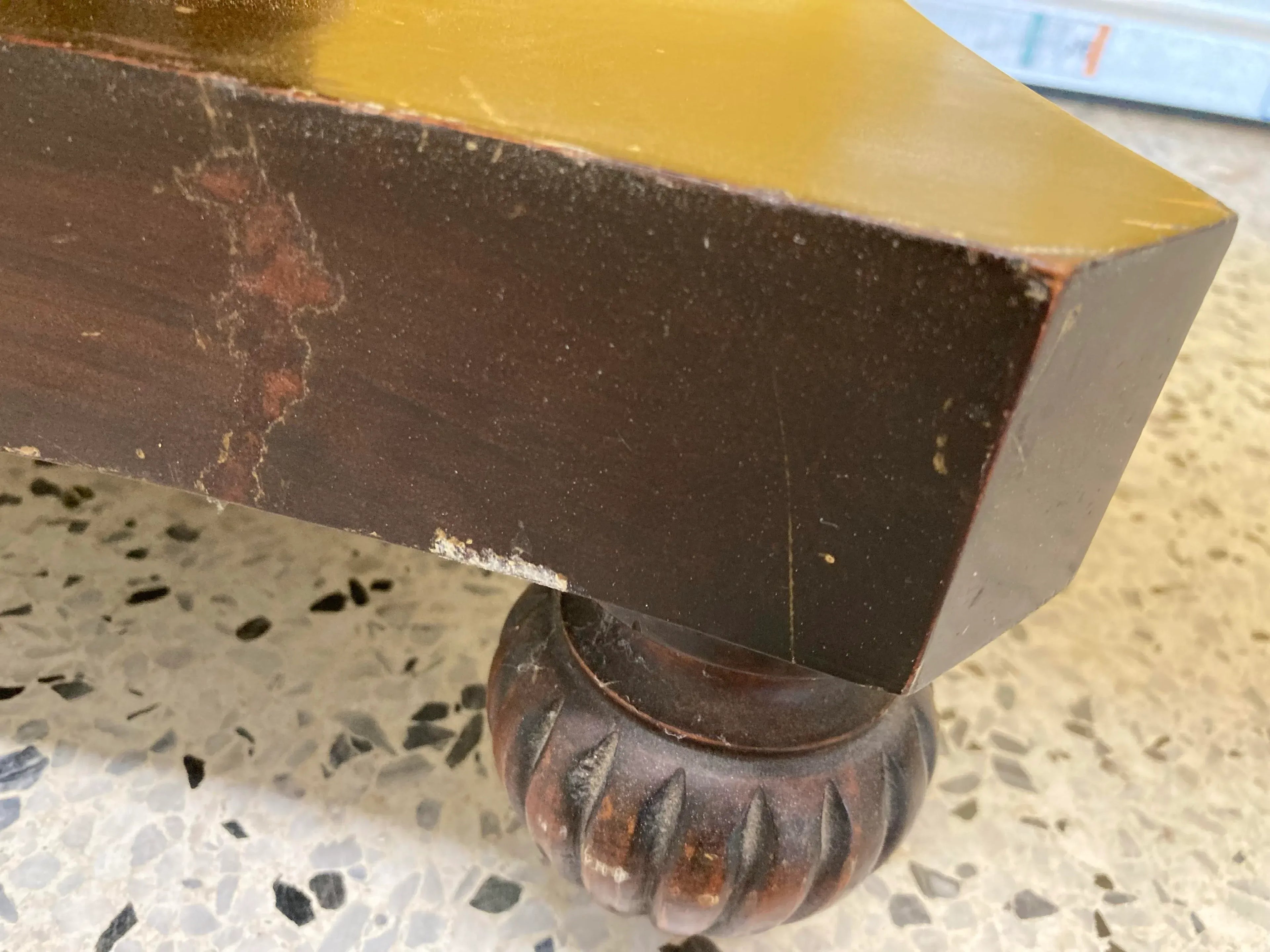 Antique Kidney Shaped Occasional Table With Leather Inset by Maslow Freen of New York