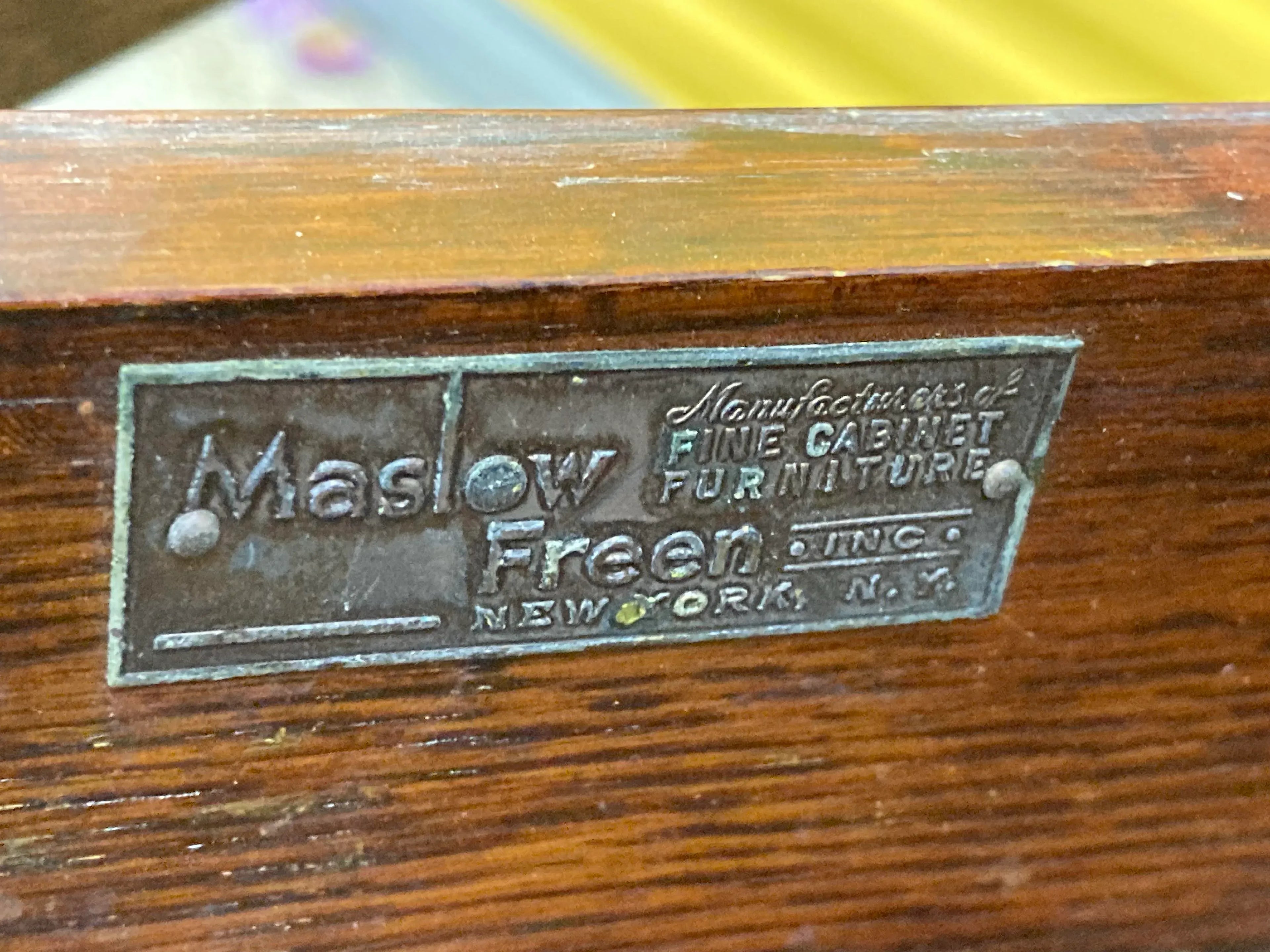 Antique Kidney Shaped Occasional Table With Leather Inset by Maslow Freen of New York