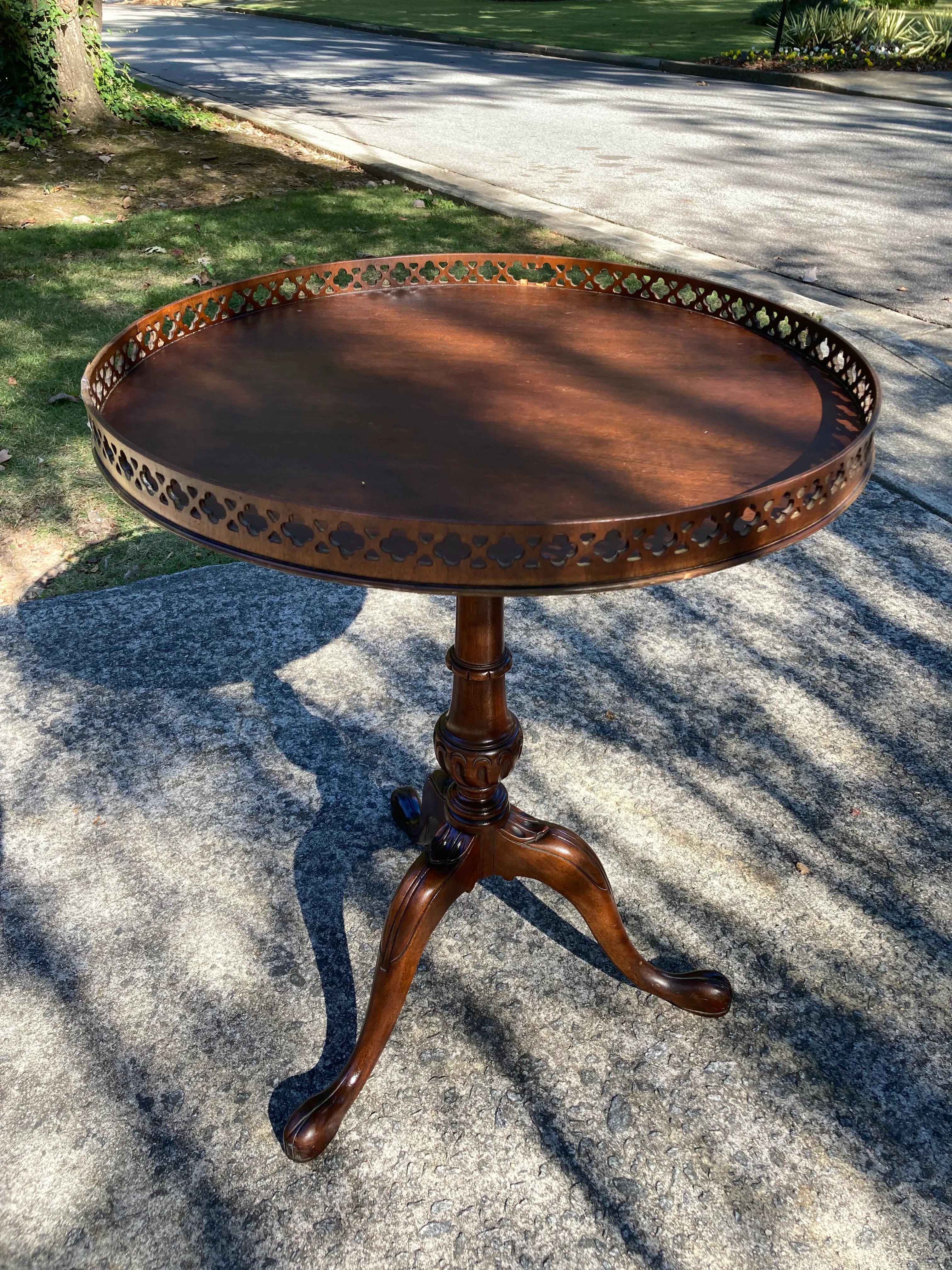 Antique Mahogany George III Style Tea Table by Weiman