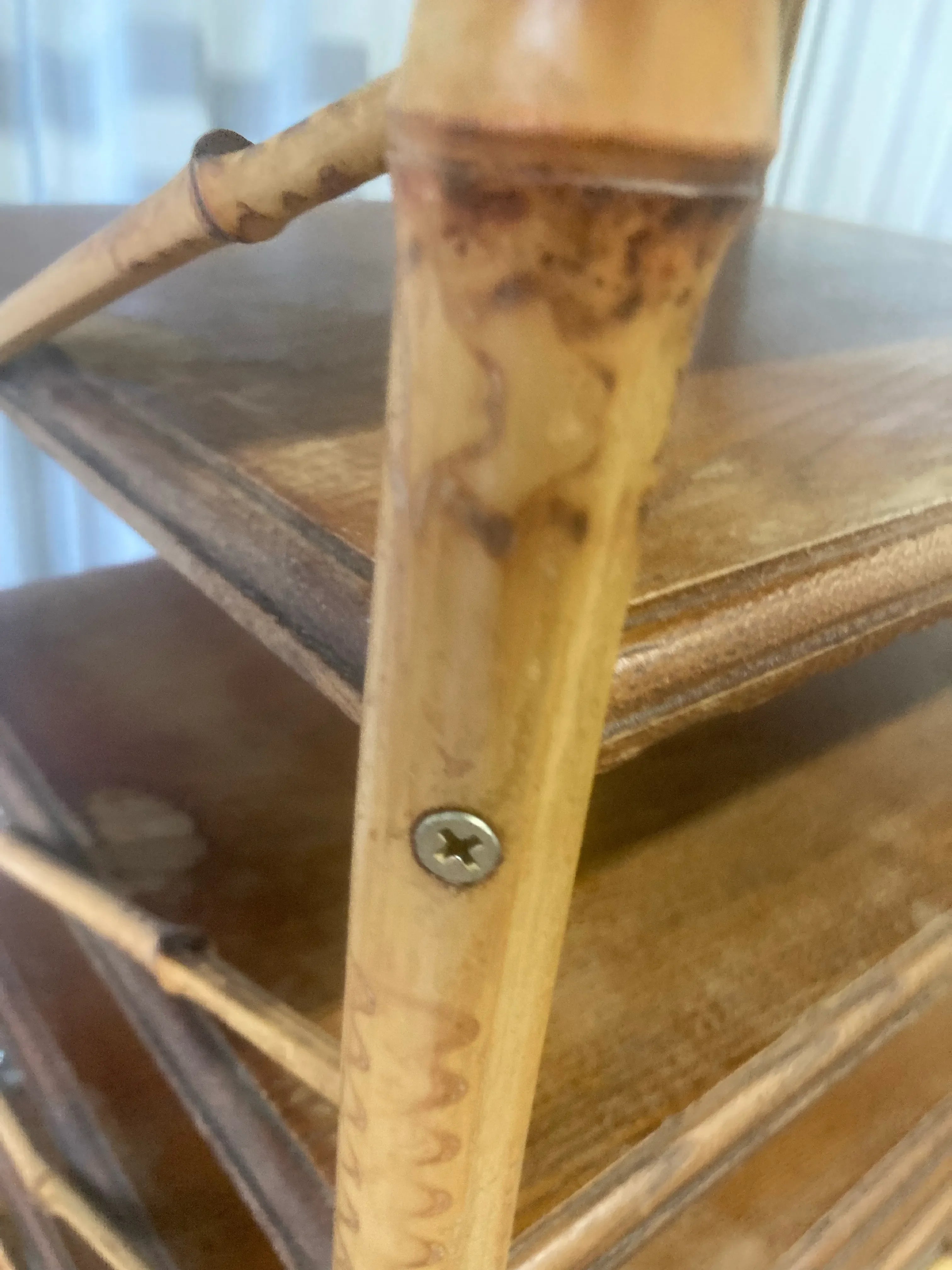Antique Victorian Stick and Ball Burnt Bamboo Etegere or Magazine Stand