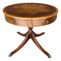 Antique Weiman Heritage Mahogany Round Occasional or Game Table With Leather Inset Top and Pineapple Carved Base