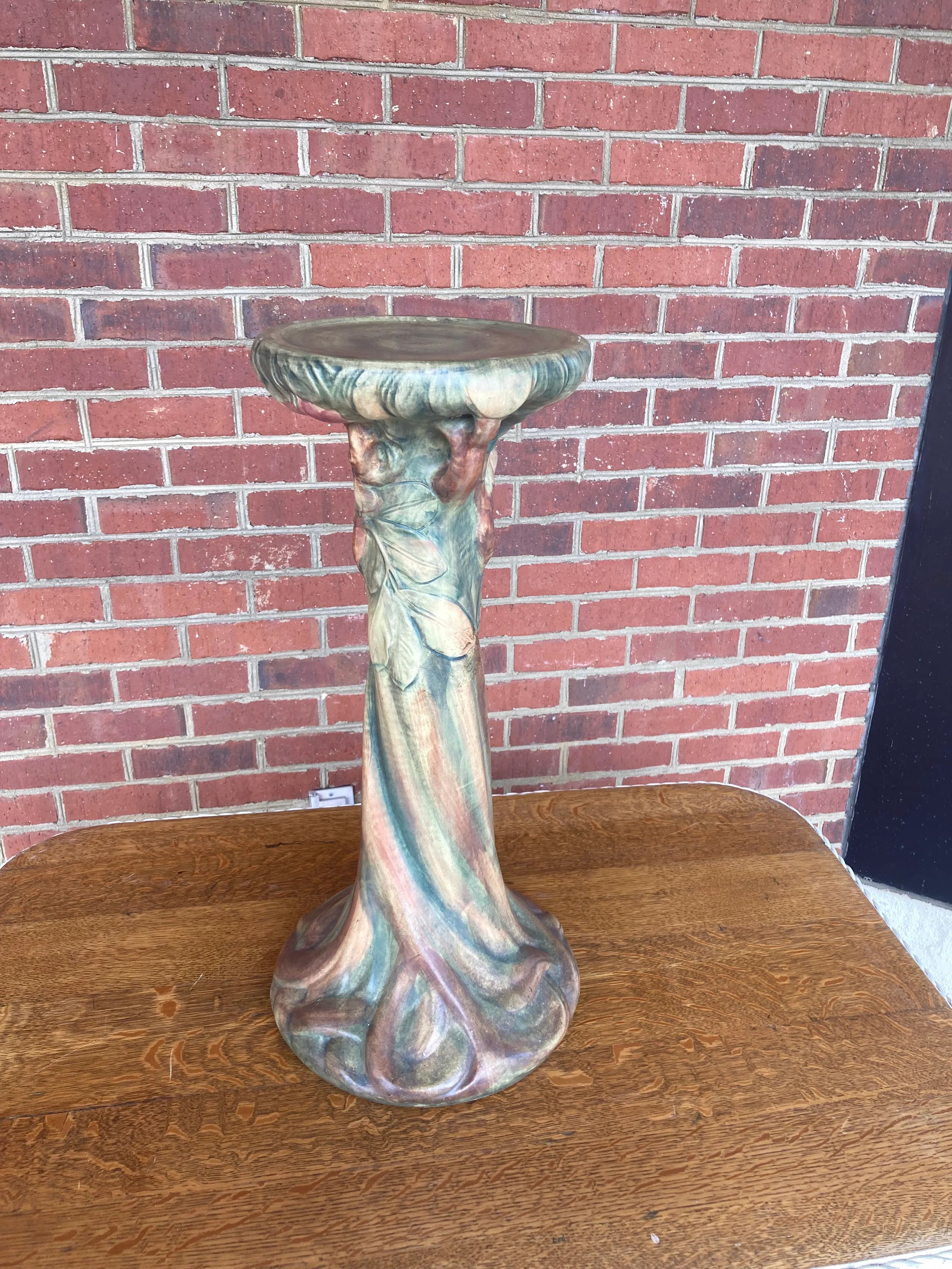 Antique Weller Pottery Baldin Apple Jardiniere Pedestal or Plant Stand