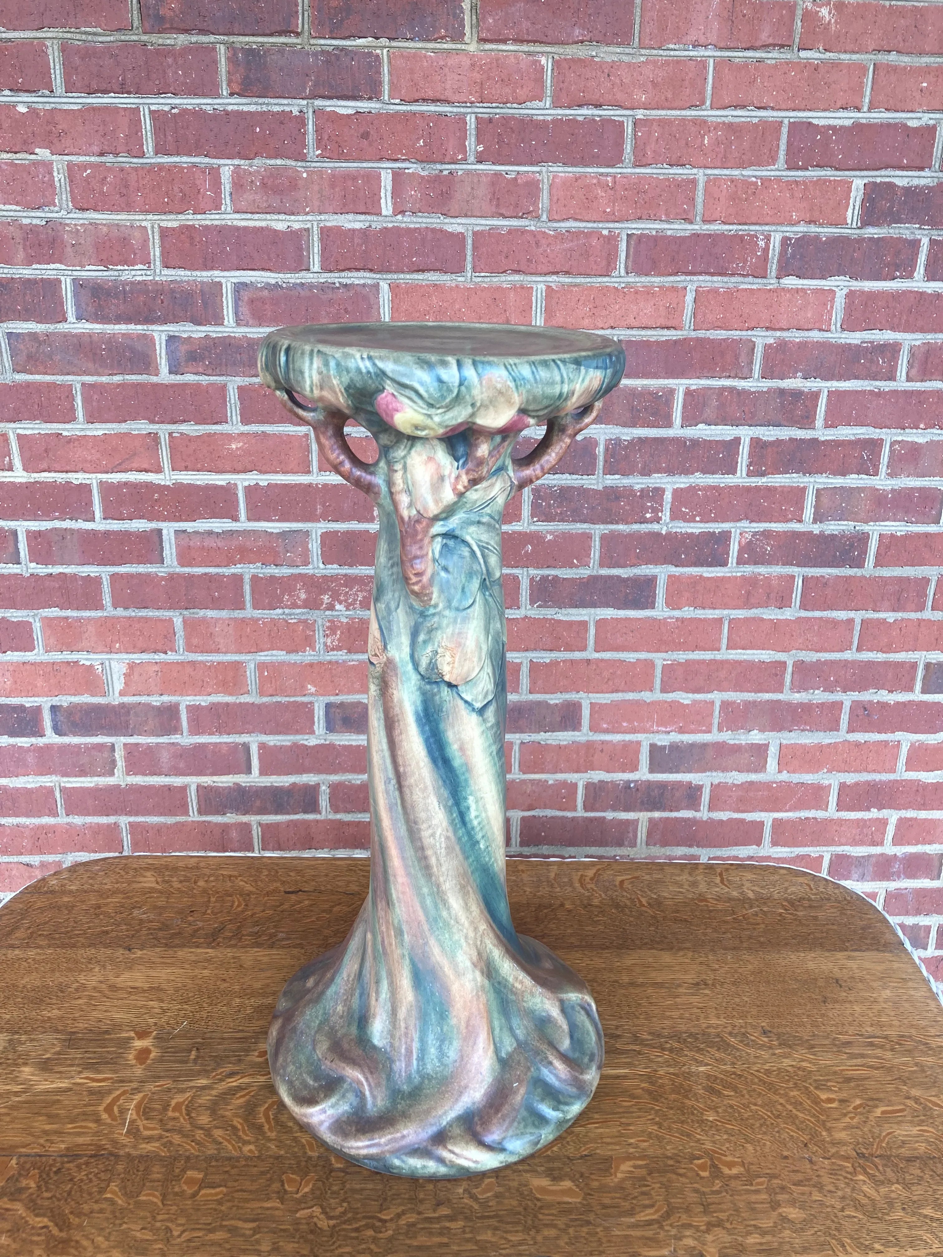 Antique Weller Pottery Baldin Apple Jardiniere Pedestal or Plant Stand