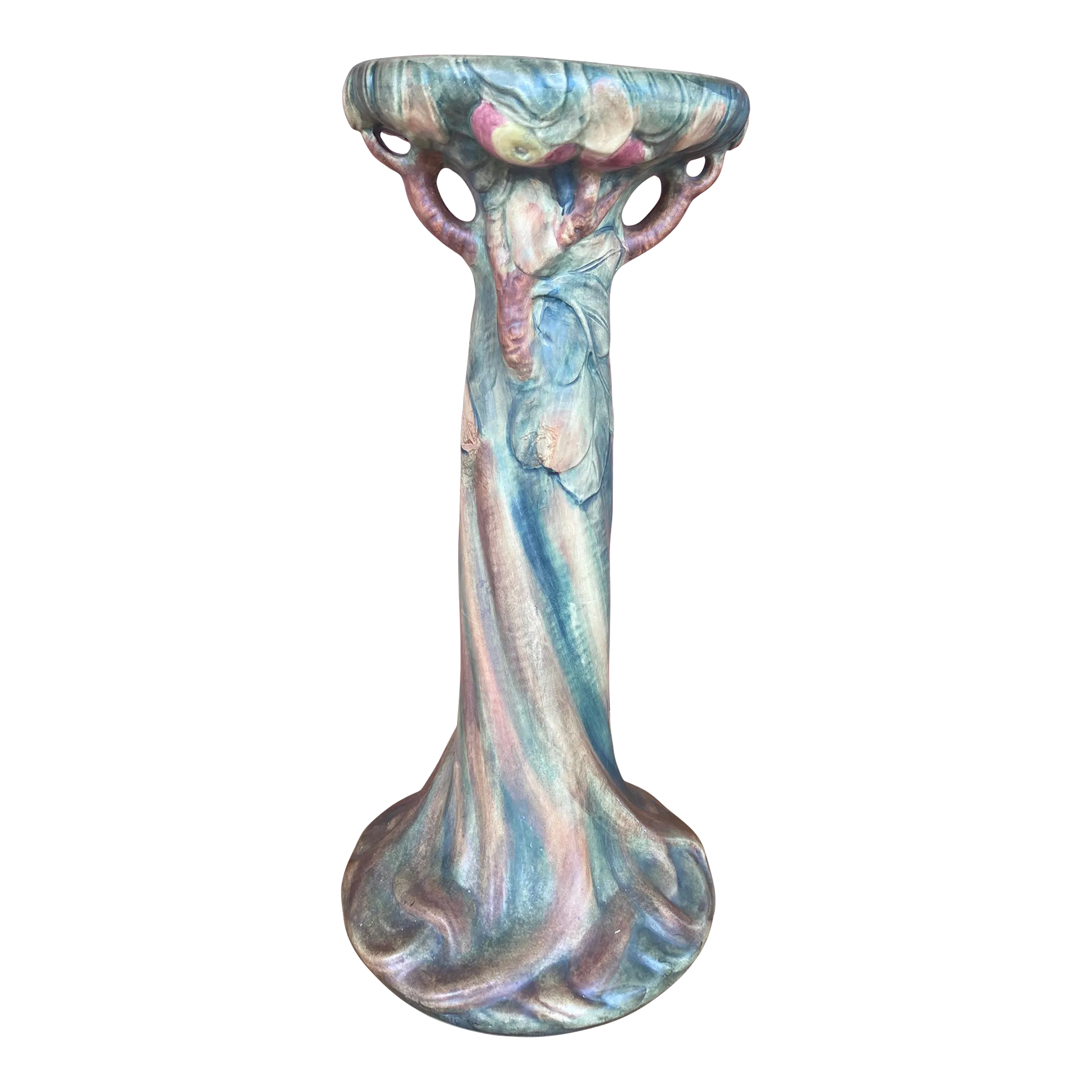 Antique Weller Pottery Baldin Apple Jardiniere Pedestal or Plant Stand
