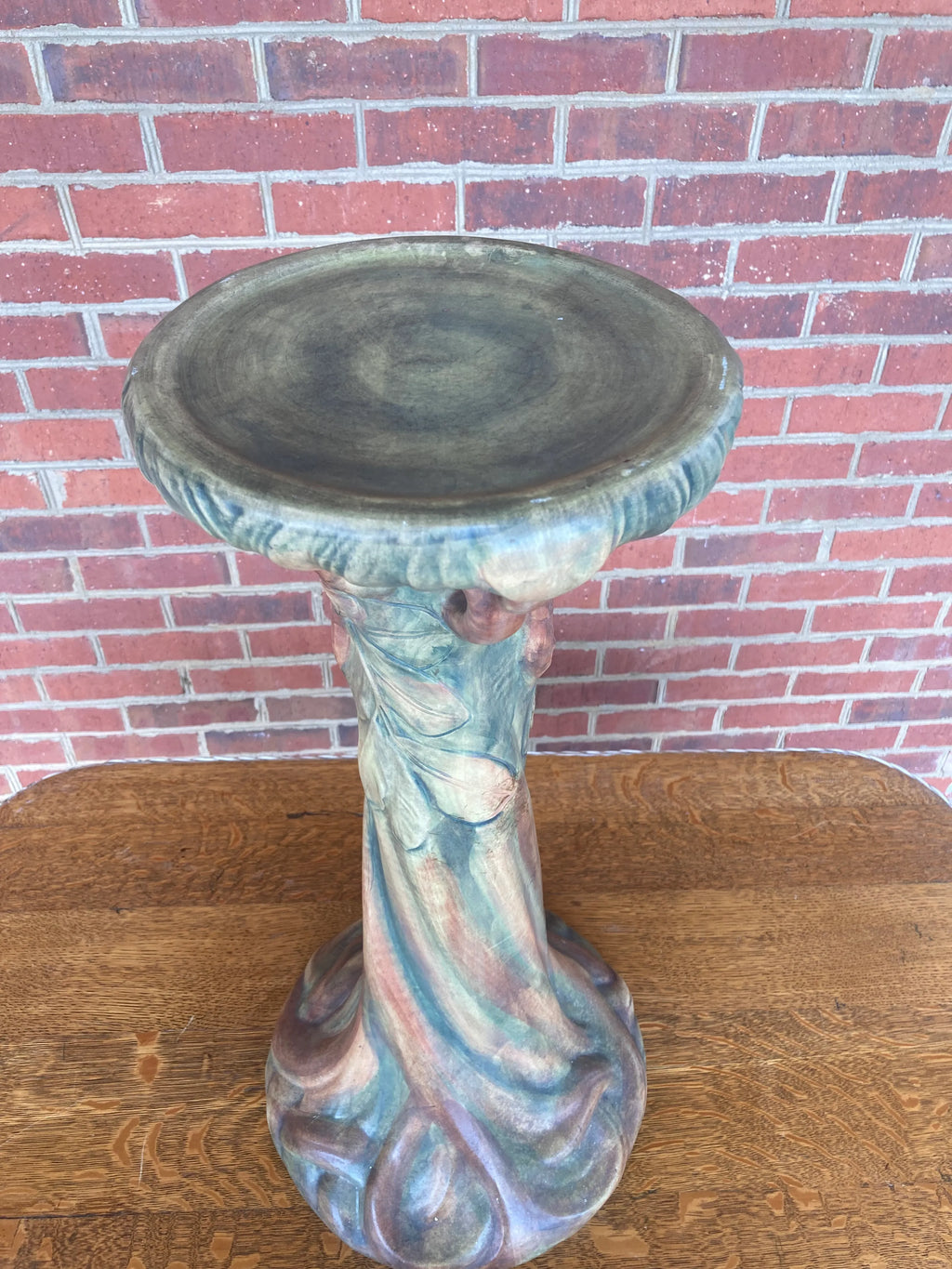 Antique Weller Pottery Baldin Apple Jardiniere Pedestal or Plant Stand