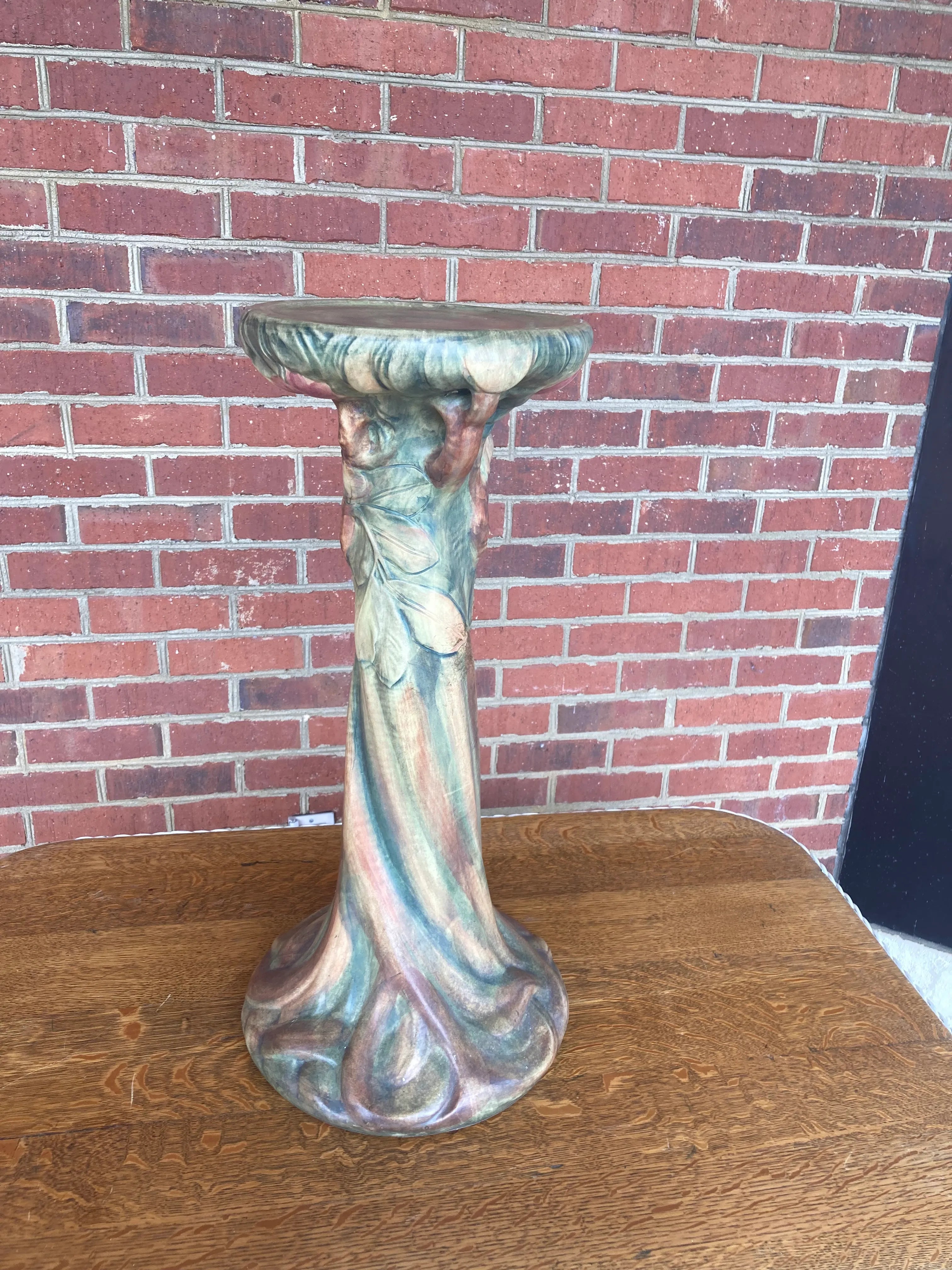 Antique Weller Pottery Baldin Apple Jardiniere Pedestal or Plant Stand