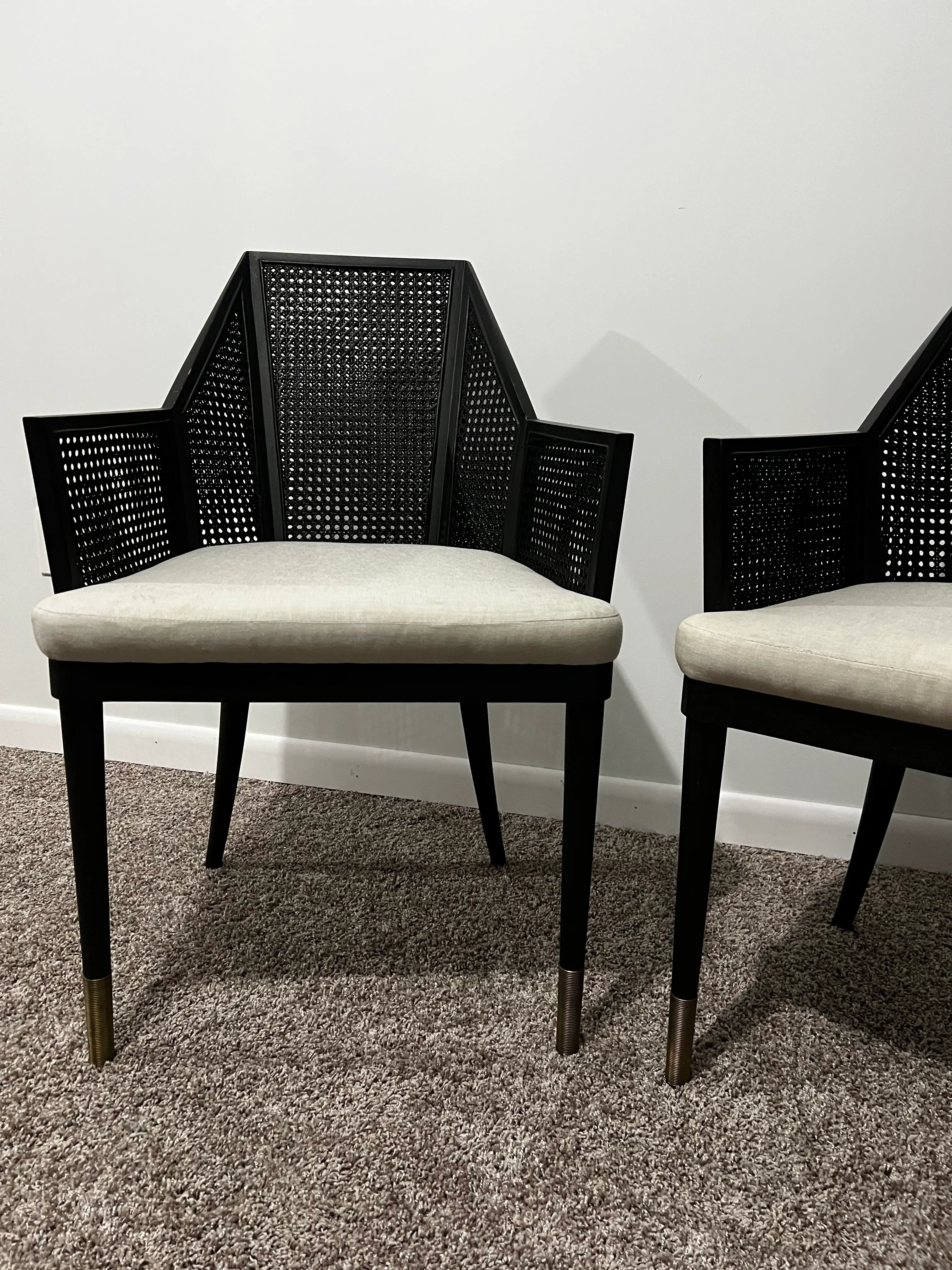 Baker Milling Road Mr-7041 Kara Mann Collection Cane Armchairs - a Pair