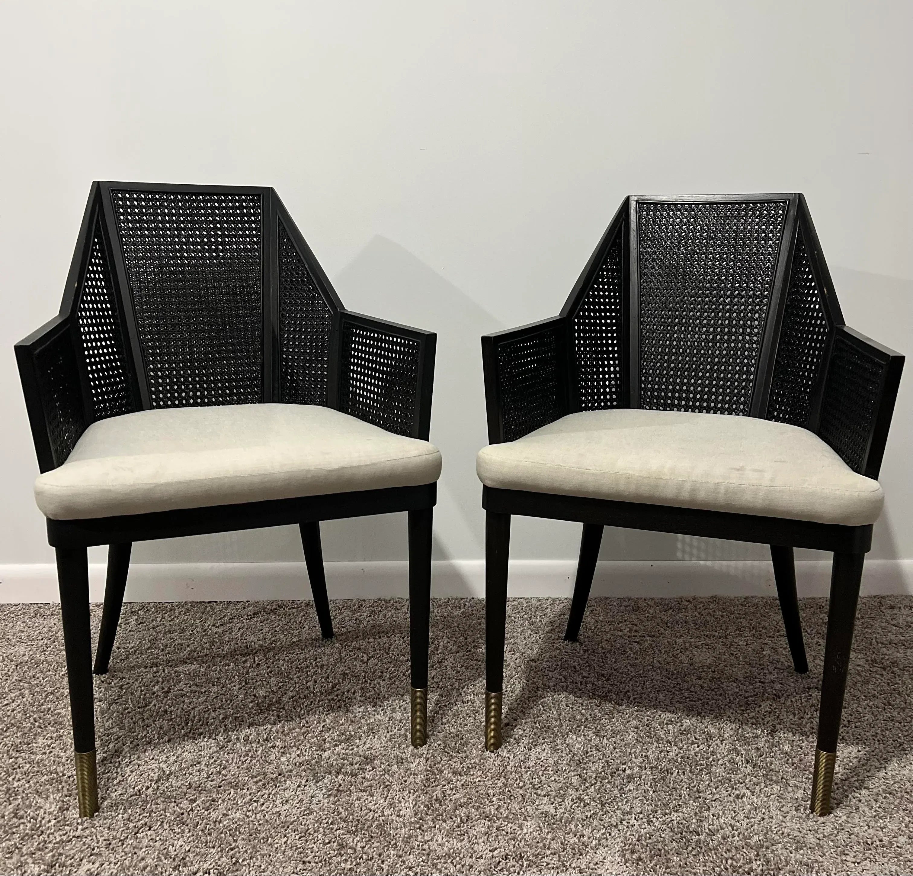 Baker Milling Road Mr-7041 Kara Mann Collection Cane Armchairs - a Pair
