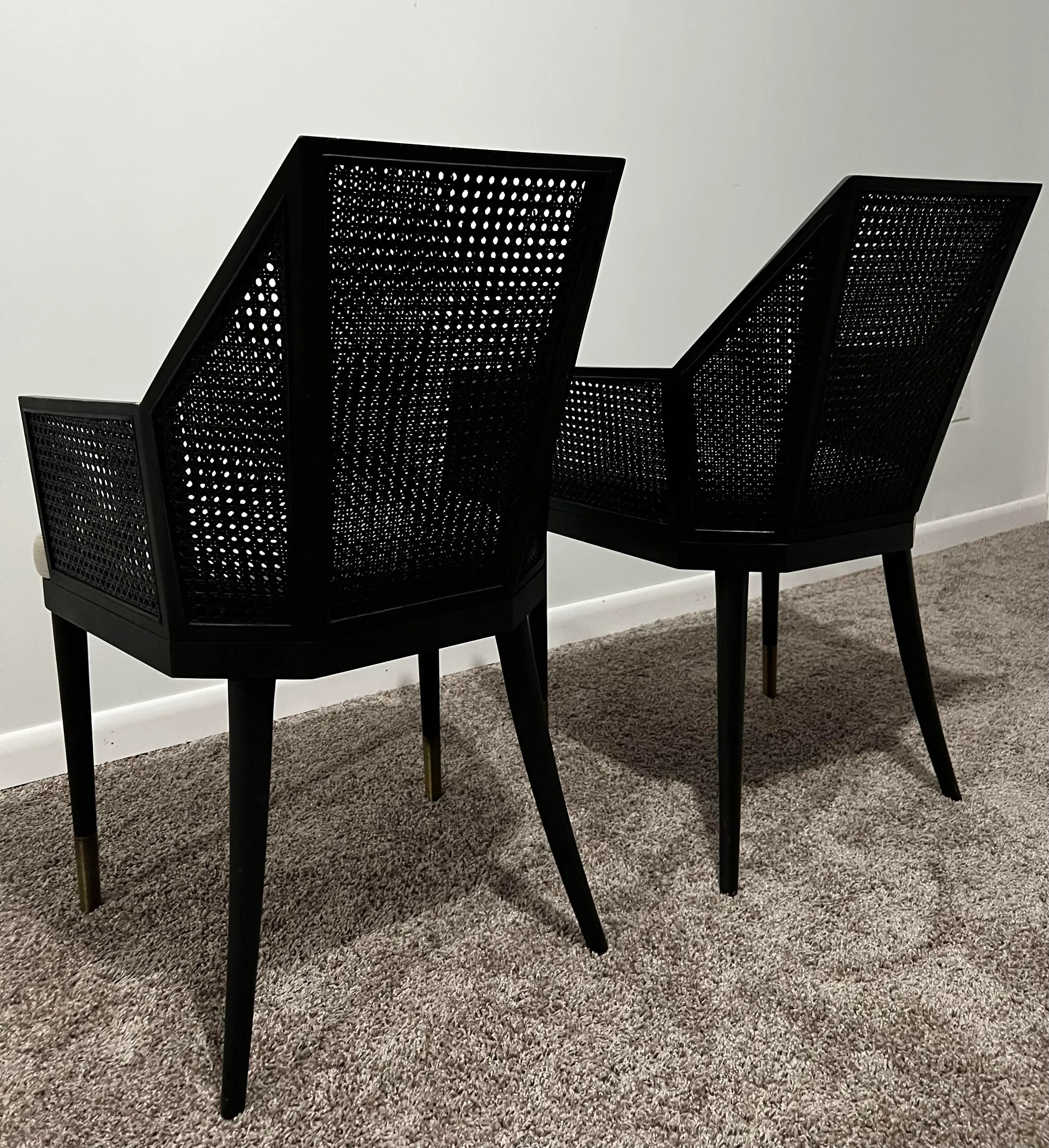 Baker Milling Road Mr-7041 Kara Mann Collection Cane Armchairs - a Pair