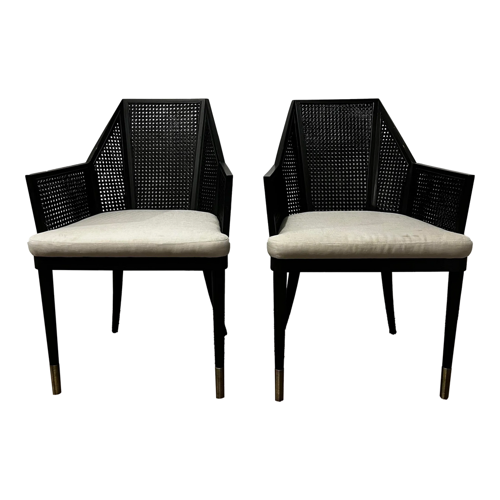 Baker Milling Road Mr-7041 Kara Mann Collection Cane Armchairs - a Pair