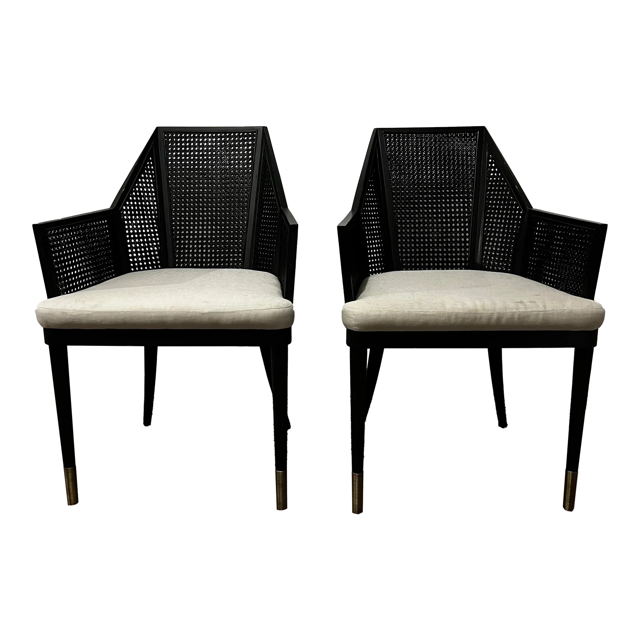 Baker Milling Road Mr-7041 Kara Mann Collection Cane Armchairs - a Pair