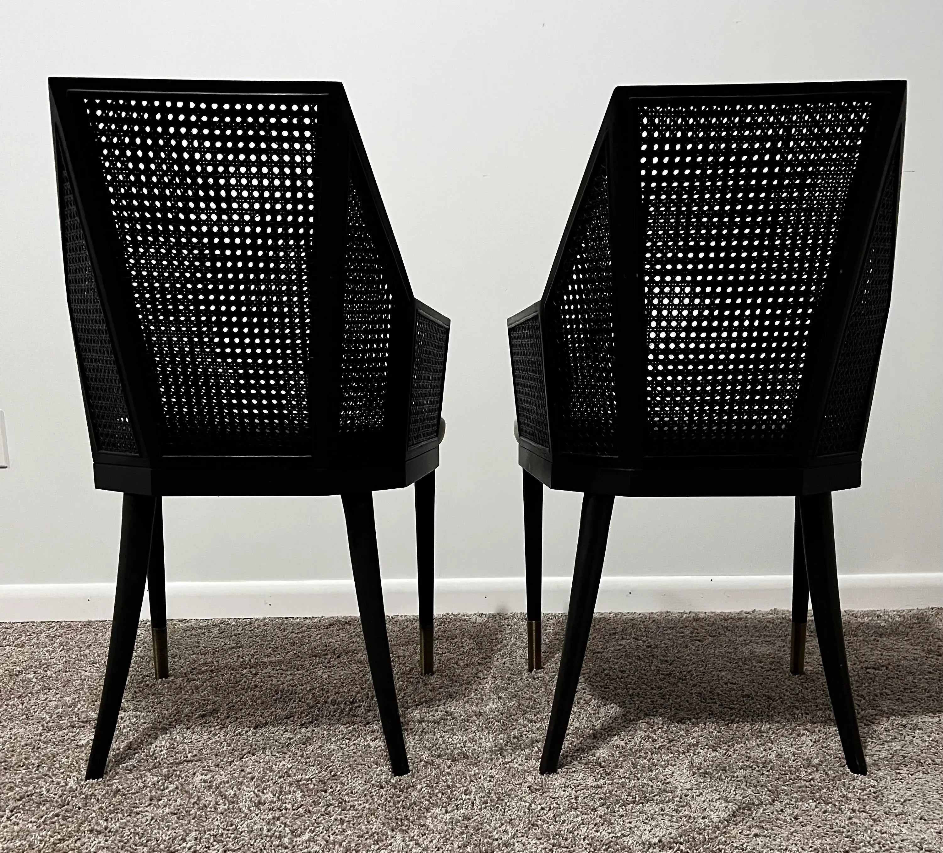 Baker Milling Road Mr-7041 Kara Mann Collection Cane Armchairs - a Pair