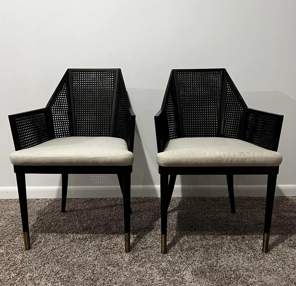 Baker Milling Road Mr-7041 Kara Mann Collection Cane Armchairs - a Pair