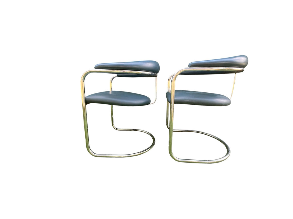 Bauhaus Ss33 Chrome Cantilevered Armchairs Attributed to Anton Lorenz for Thonet