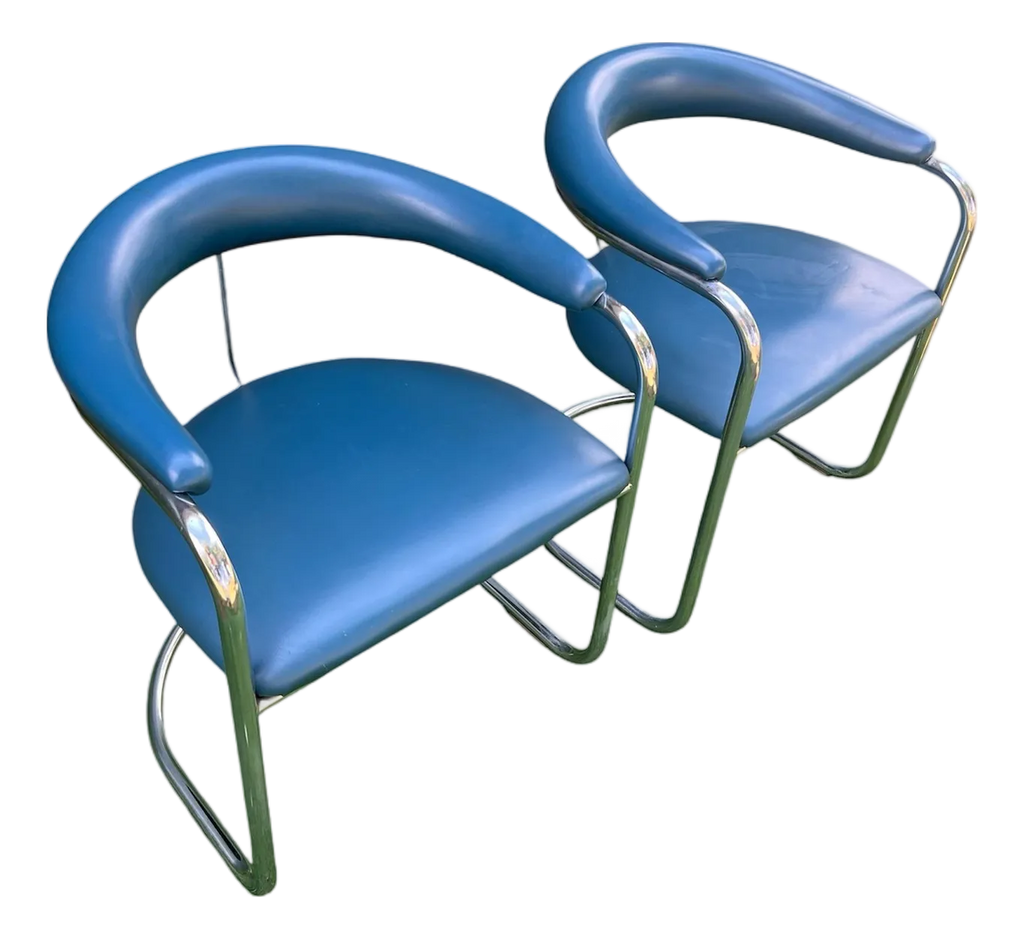Bauhaus Ss33 Chrome Cantilevered Armchairs Attributed to Anton Lorenz for Thonet