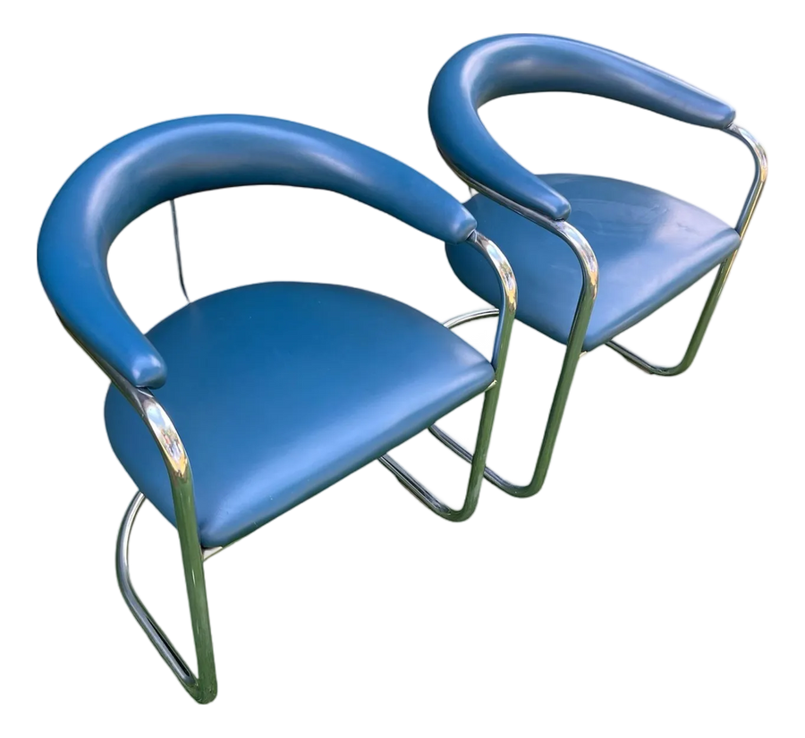 Bauhaus Ss33 Chrome Cantilevered Armchairs Attributed to Anton Lorenz for Thonet