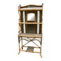 Early 20th Century Aesthetic Movement Coastal Bamboo and Wicker Etagere With Mirror