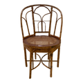 Early 20th Century Antique Coastal Tiger Bamboo Bergere Chair With Round Caned Seat