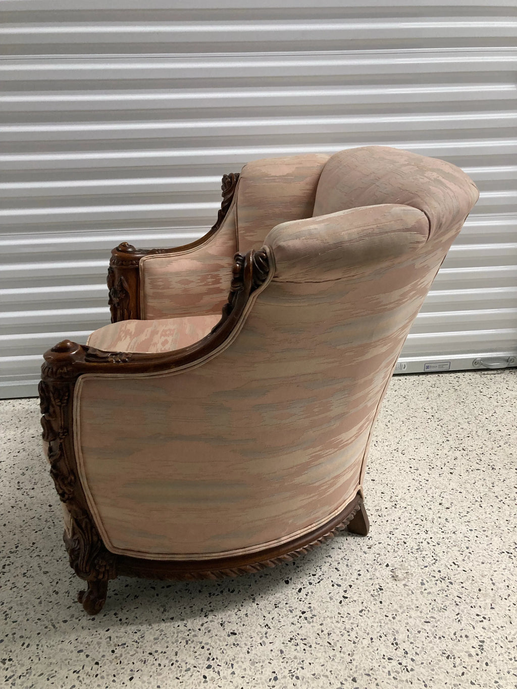 Early 20th Century Antique Tub or Bergere Chair With Ornately Carved Frame