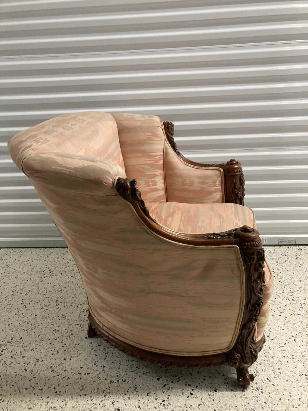 Early 20th Century Antique Tub or Bergere Chair With Ornately Carved Frame