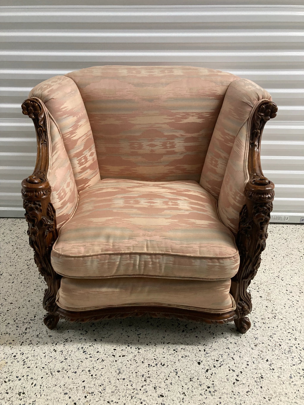 Early 20th Century Antique Tub or Bergere Chair With Ornately Carved Frame