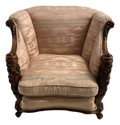 Early 20th Century Antique Tub or Bergere Chair With Ornately Carved Frame