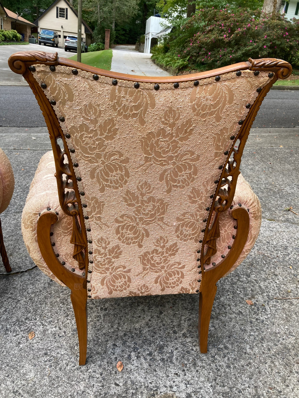 Early 20th Century Bergere Chairs in Original Silk Brocade by Grosfeld House - Set of 2