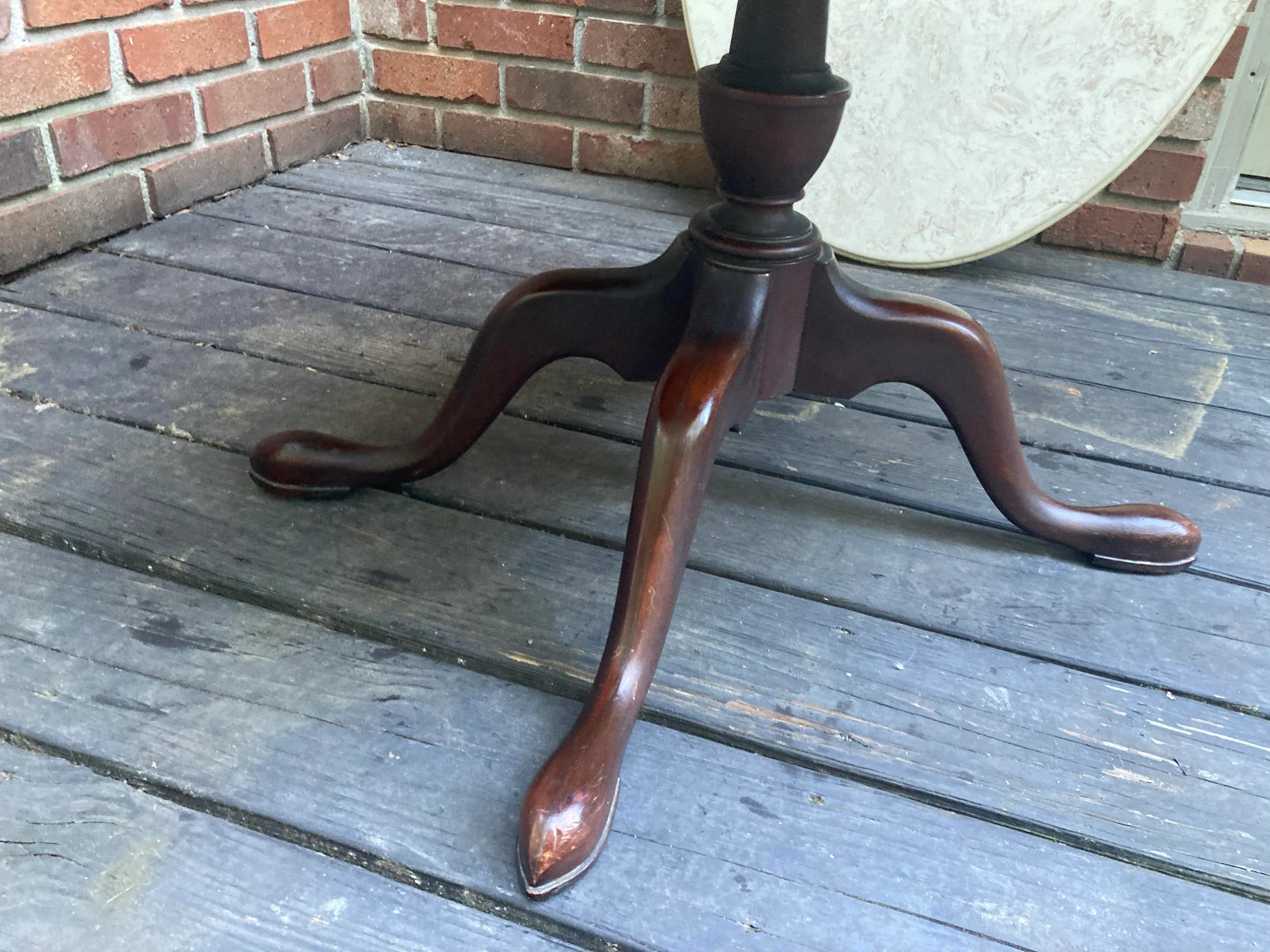 Early 20th Century Dark Mahogany Oval Occasional or Tea Table With Custom Marble Removable Top