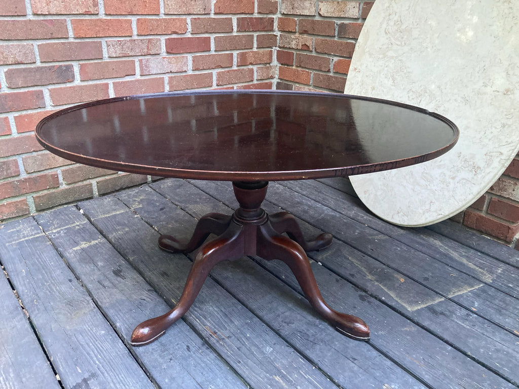 Early 20th Century Dark Mahogany Oval Occasional or Tea Table With Custom Marble Removable Top