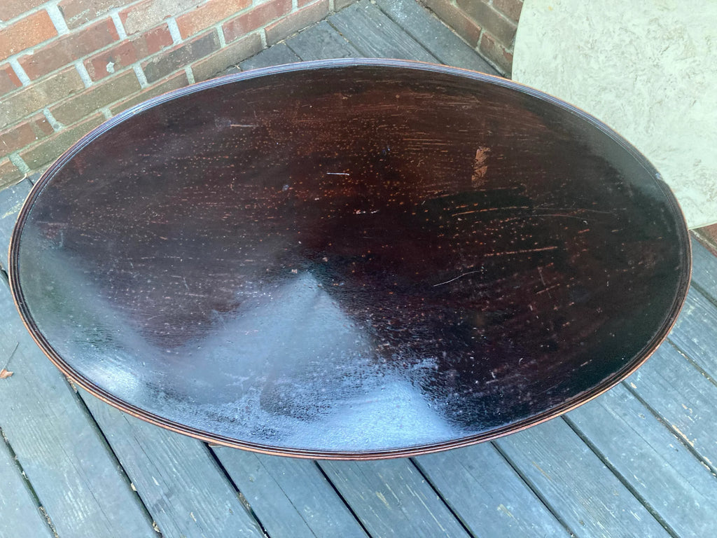 Early 20th Century Dark Mahogany Oval Occasional or Tea Table With Custom Marble Removable Top
