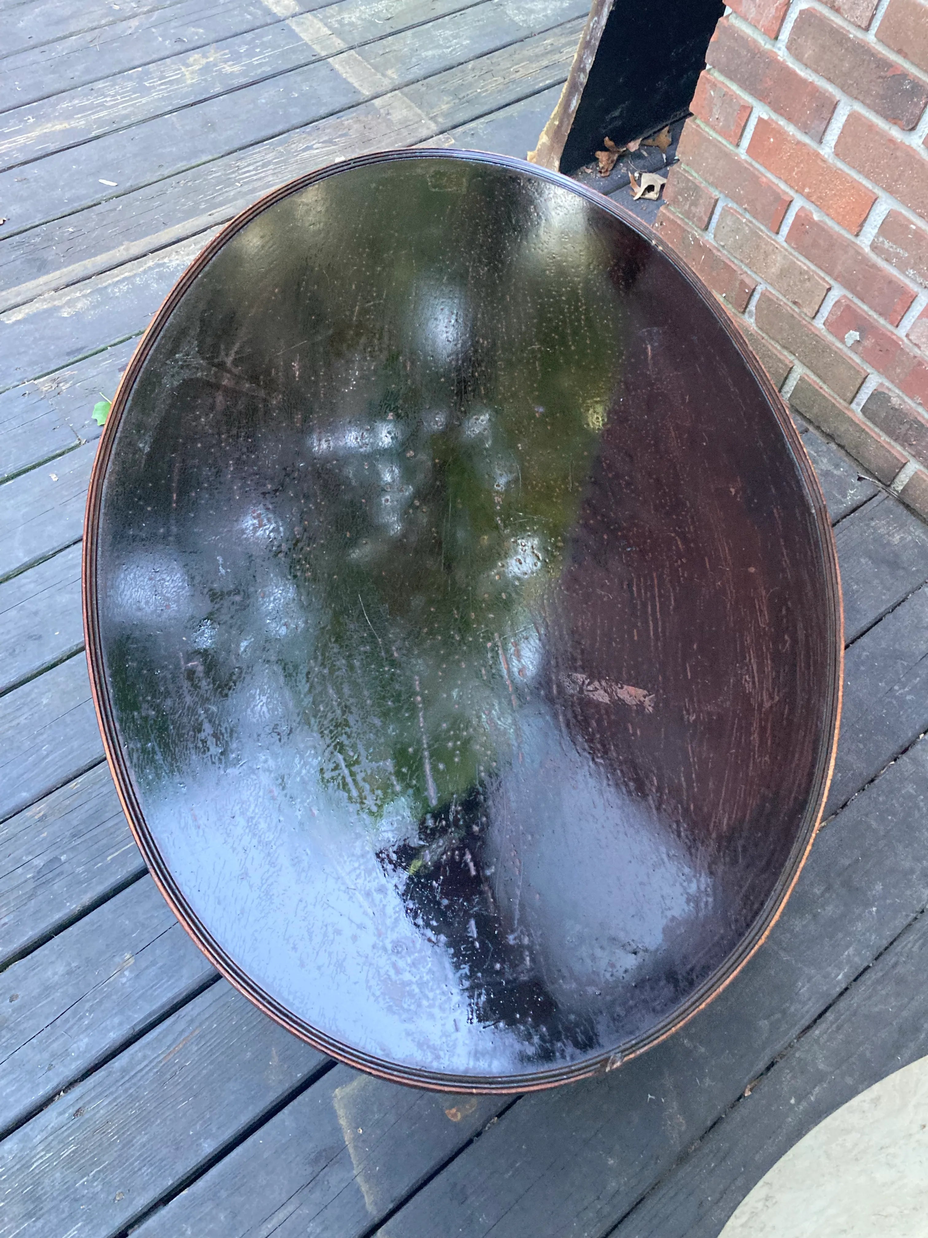 Early 20th Century Dark Mahogany Oval Occasional or Tea Table With Custom Marble Removable Top