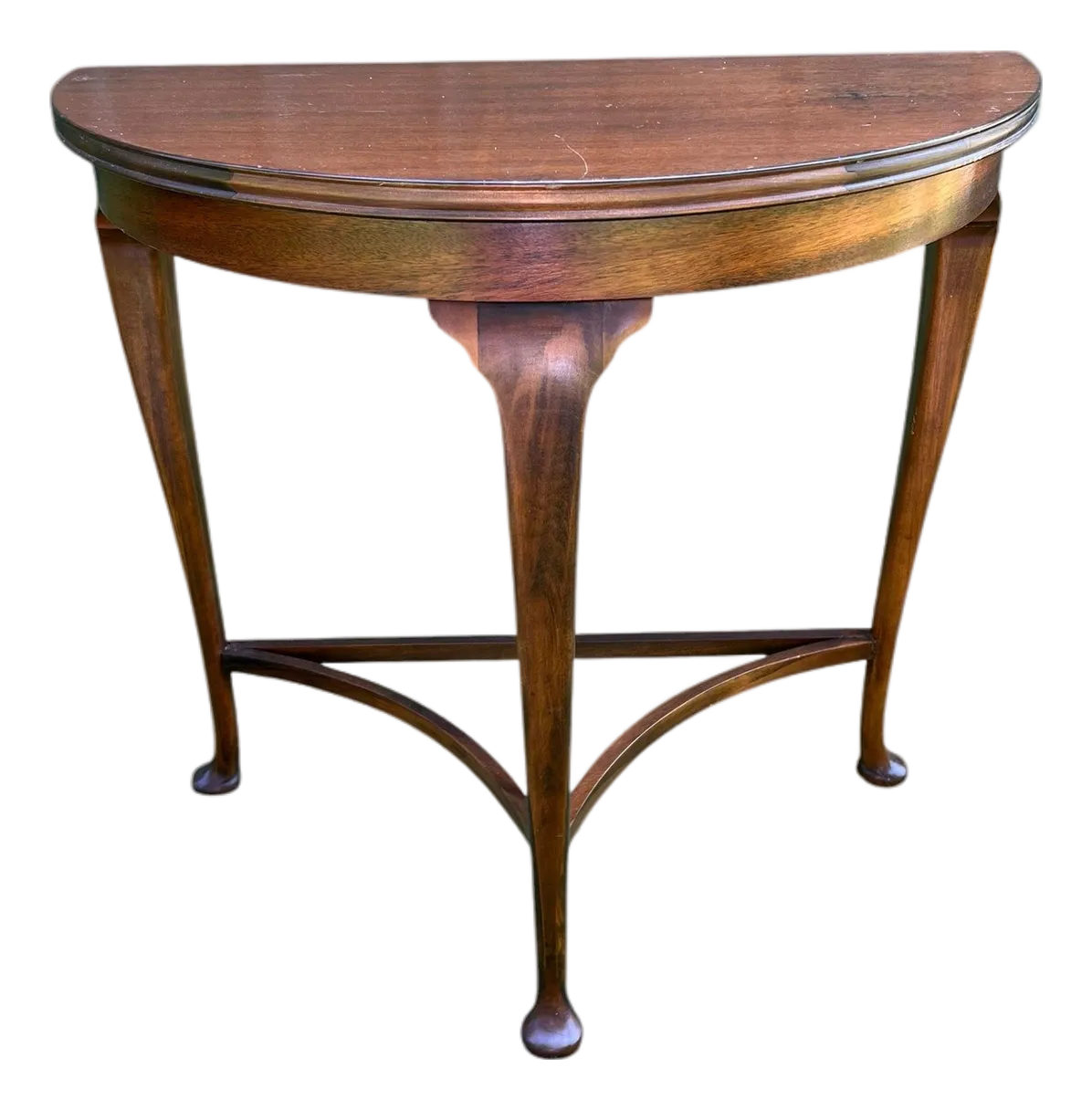 Early 20th Century English Queen Anne Demilune Table