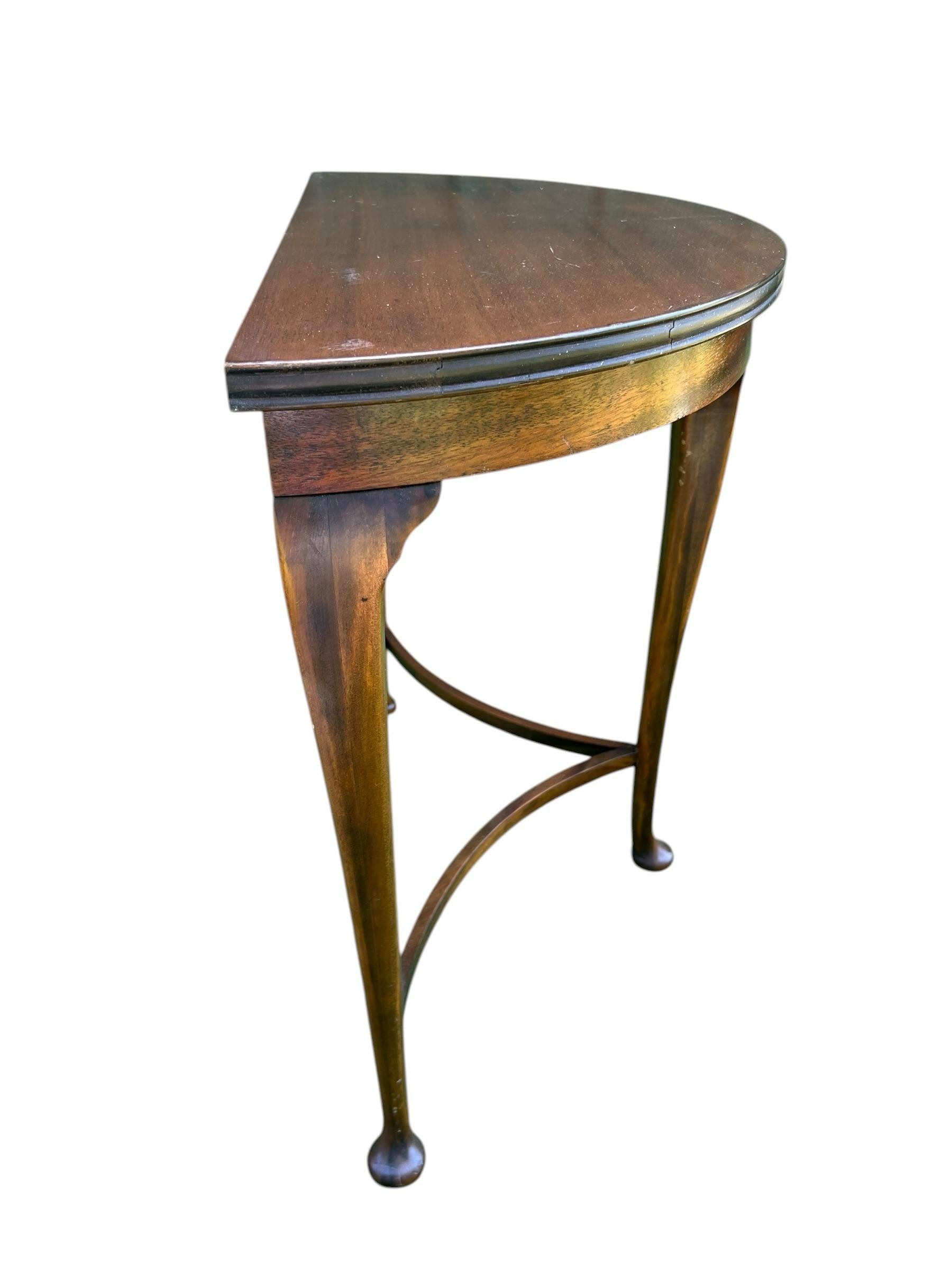 Early 20th Century English Queen Anne Demilune Table