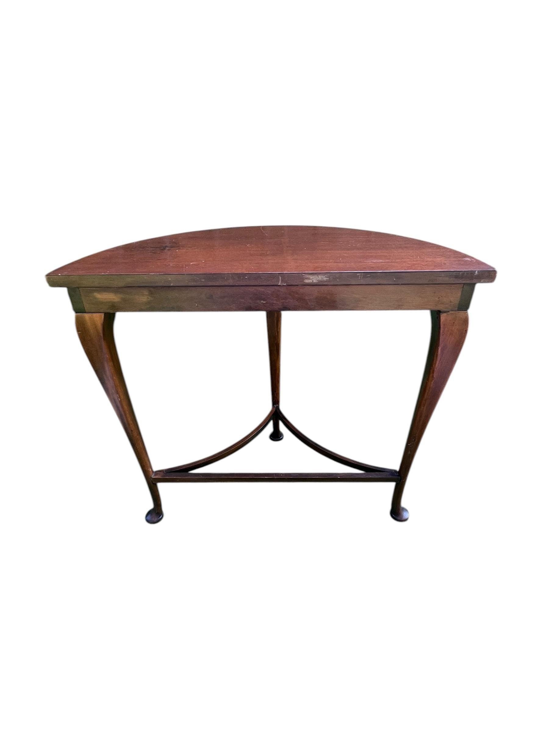 Early 20th Century English Queen Anne Demilune Table
