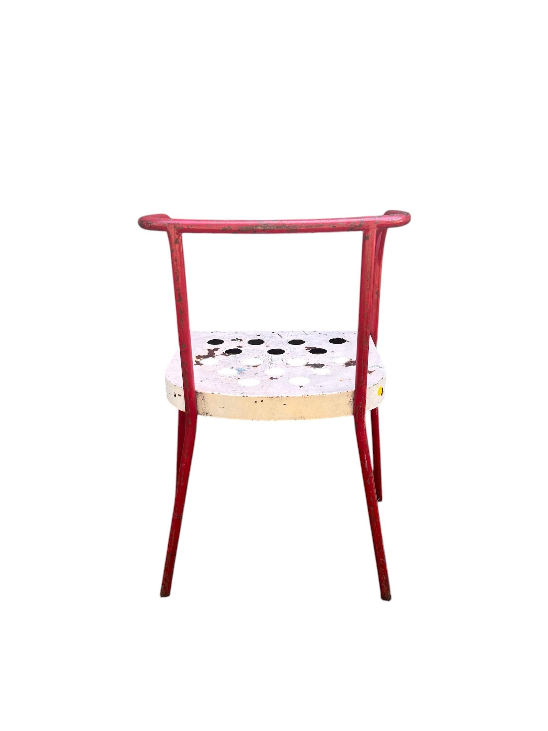 Early 20th Century French Industrial Tubular Metal Armchair Chair Attributed to Rene Malaval