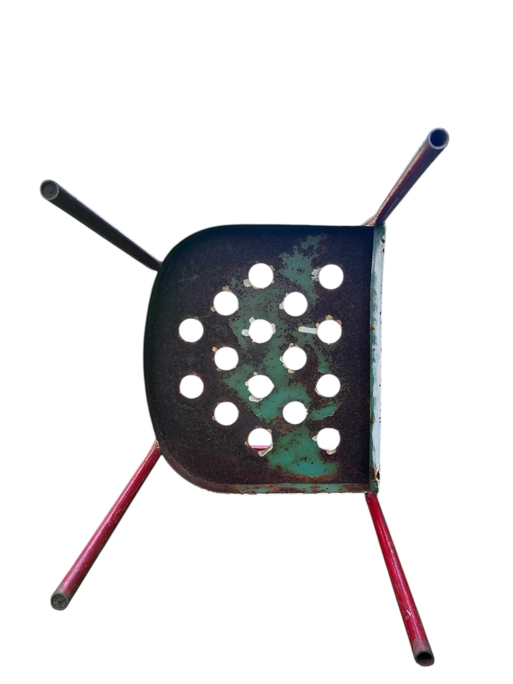 Early 20th Century French Industrial Tubular Metal Armchair Chair Attributed to Rene Malaval
