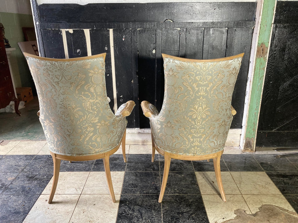 Early 20th Century Grosfeld House Blonde Mahogany Bergere Chairs - a Pair
