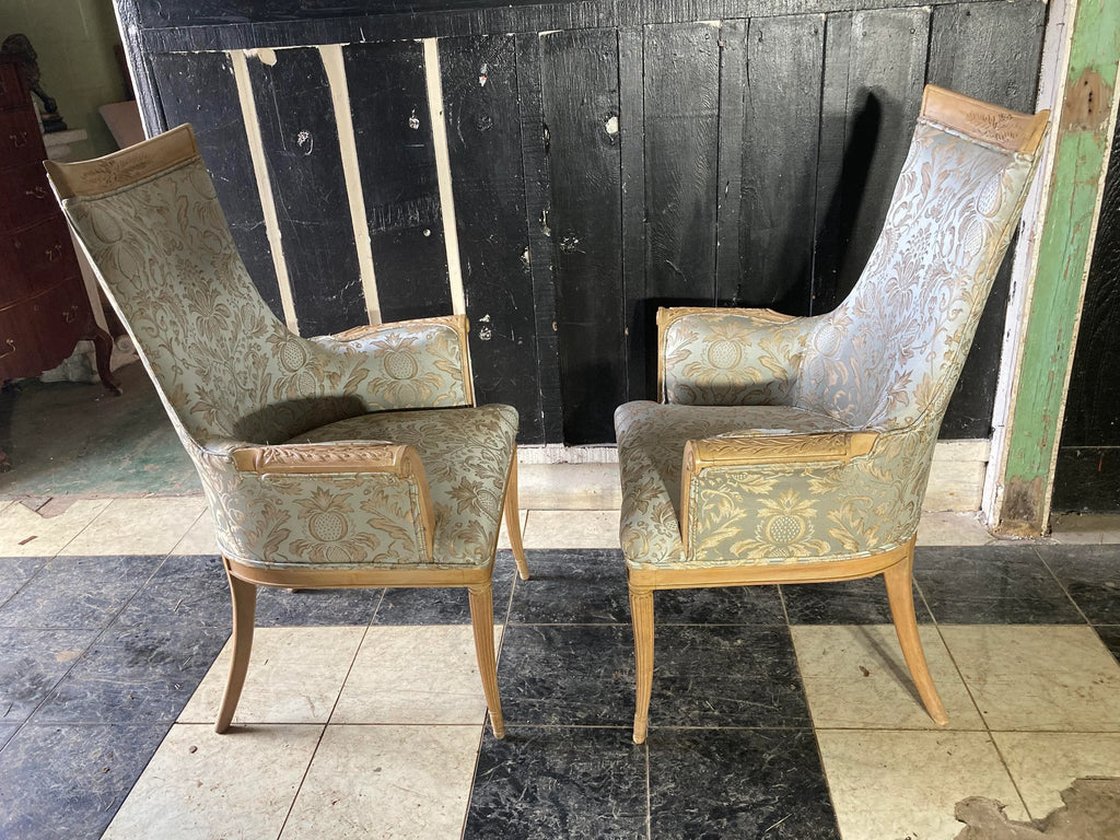 Early 20th Century Grosfeld House Blonde Mahogany Bergere Chairs - a Pair