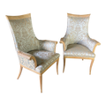 Early 20th Century Grosfeld House Blonde Mahogany Bergere Chairs - a Pair