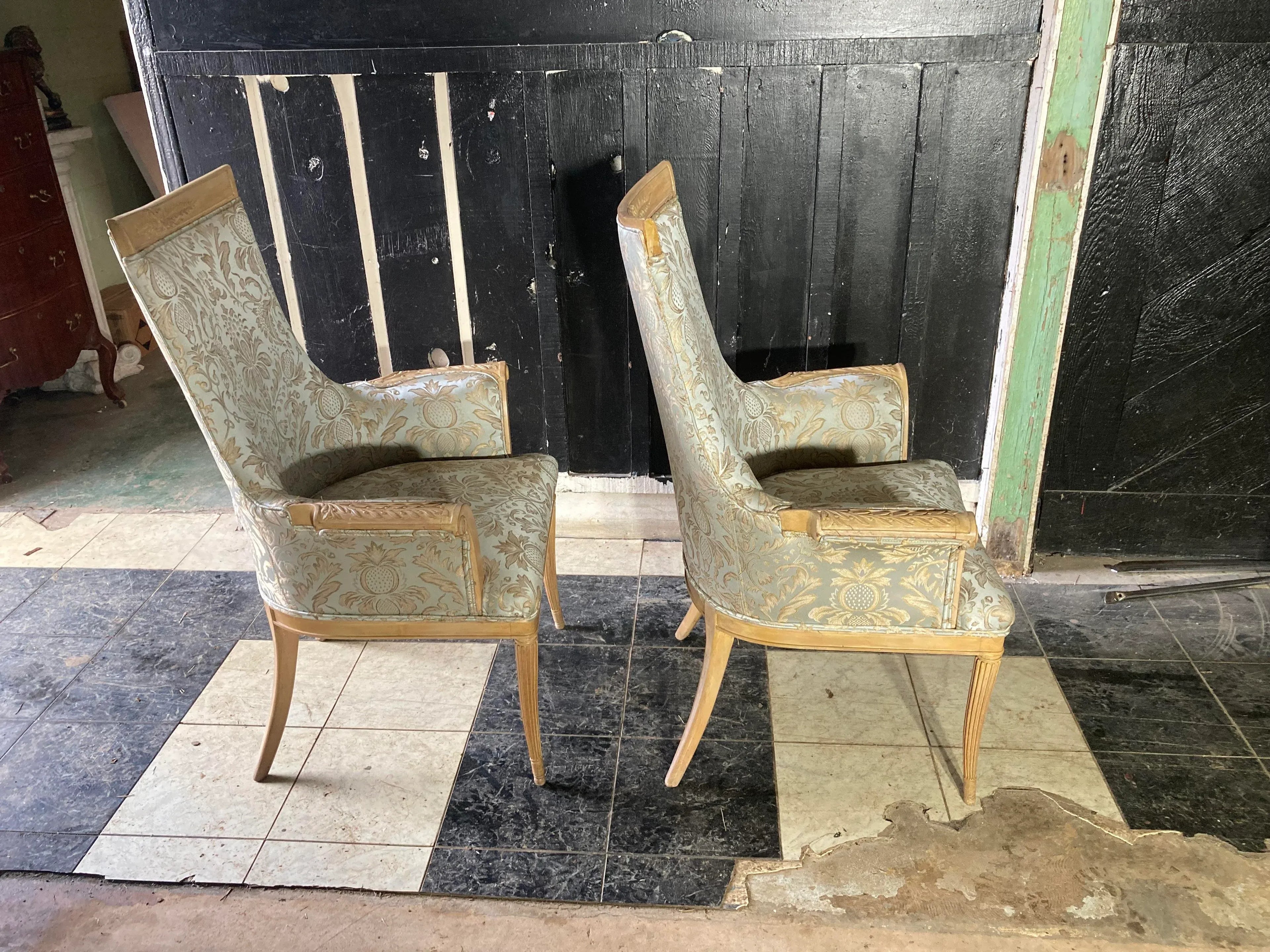 Early 20th Century Grosfeld House Blonde Mahogany Bergere Chairs - a Pair