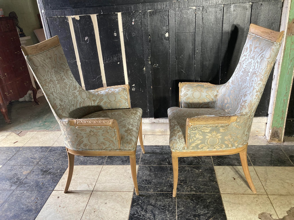 Early 20th Century Grosfeld House Blonde Mahogany Bergere Chairs - a Pair