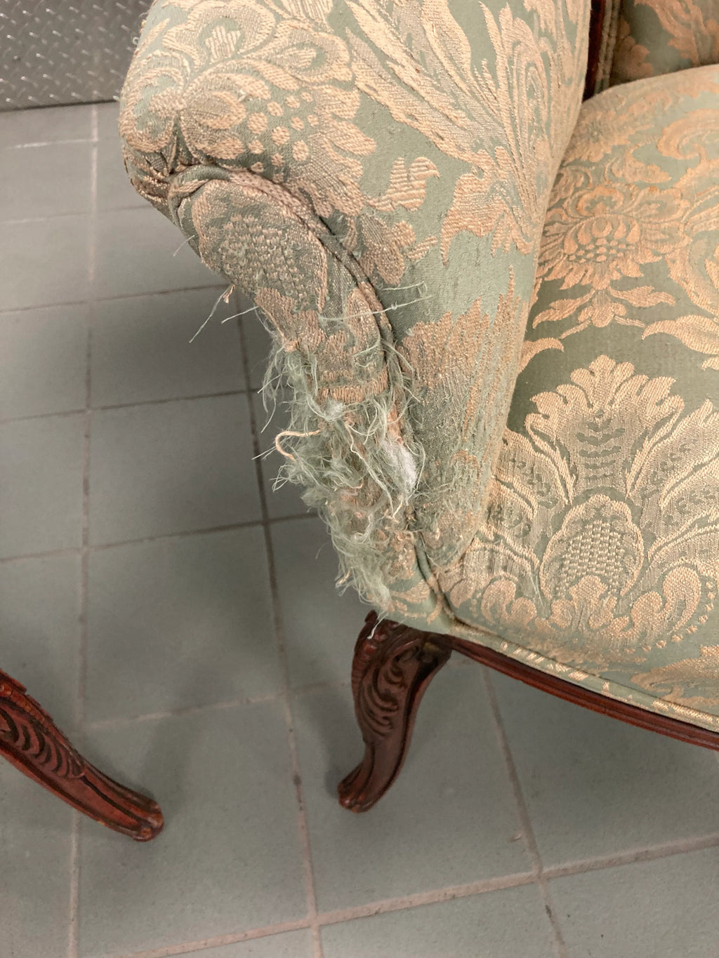Early 20th Century Grosfeld House Scroll Back Arm Chairs - a Pair